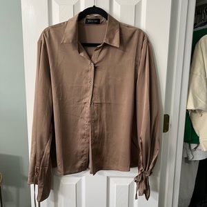 White Fox tie sleeve satin blouse